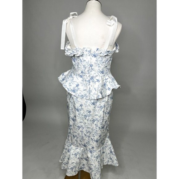 Antonio Melani x Born on Fifth Pippa Blue Floral Print Fit and Flare Peplum Dres - Picture 4 of 9